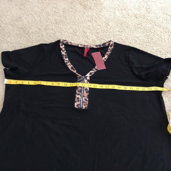 New! Love Scarlett SZ 2X black with cheetah print knit shirt sleeve top. - Picture 7 of 9